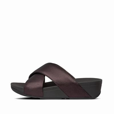 Fitflop Lulu Metallic Leather Cross Slides - Sandalen Damen - Schokolade Metal (OJQ417630)